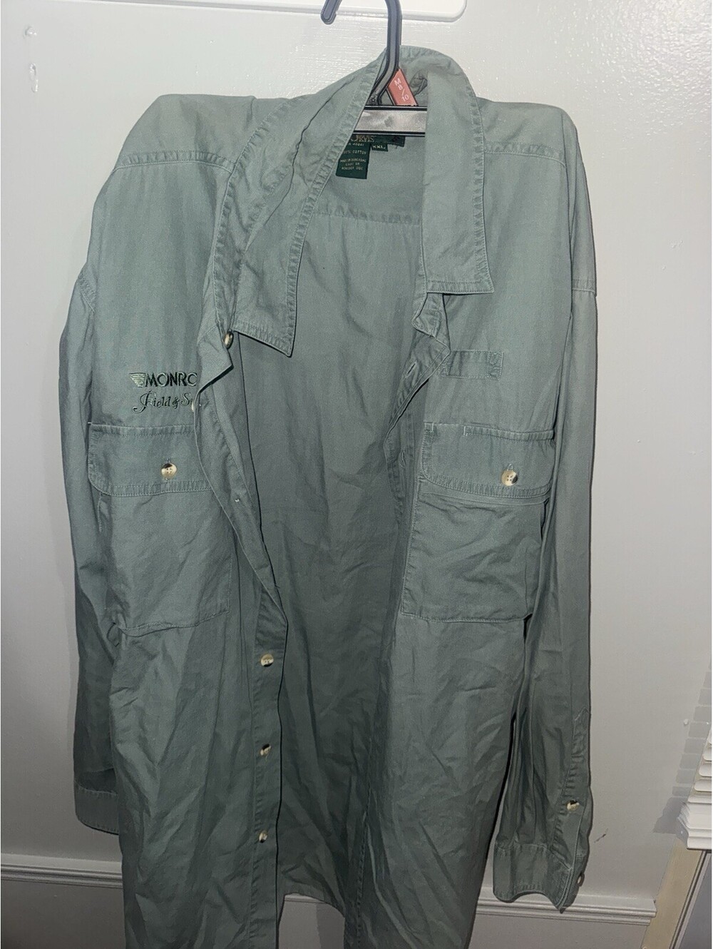 VTG 80/90s Orvis Shirt Mens XXL Green Long Sleeve Button Up Monroe Field Stream